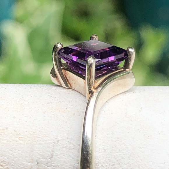 Beautiful Amethyst Ring, square step-cut, AAA grade amethyst in silver - Picture 6 of 10